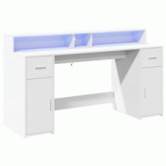 Helloshop26 - Bureau table poste de travail meuble d'ordinateur informatique étude avec lumières LED 160 x 55 x 91 cm bois 02_0023408 - 3000214306919 Helloshop26 - Bureau table poste de travail meuble d'ordinateur informatique étude avec lumières LED 160 x 55 x 91 cm bois 02_0023408 - 3000214306919
