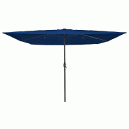 Helloshop26 - Parasol de jardin pliable moderne 295 x 295 x 245 cm avec lumières LED ambiance cosy en polyester azur 02_0058810 - acier 3000240787287