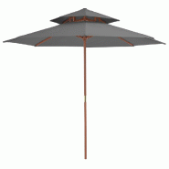 Helloshop26 - Parasol double avec mât en bois 270 cm anthracite 02_0008439 - 3000450747767