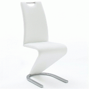 LOT DE 2 CHAISES ALBI TISSU BLANC AVEC PIÈTEMENT TUBE CHROME