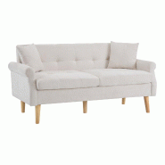 Merax canapé 2 places, tissu chenille, coussins moelleux, pieds en bois massif, 162 x 74 x 77 cm, Beige - beige multi-matériau N653P222638A Merax canapé 2 places, tissu chenille, coussins moelleux, pieds en bois massif, 162 x 74 x 77 cm, Beige - beige multi-matériau N653P222638A