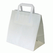 Sac traiteur kraft blanc poignées plates 26x17x25cm - par 250