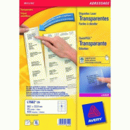 AVERY 400 étiquettes Laser transparentes, format 99,1 x 33,9 mm (25 feuilles A4 / cdt) - 3266550261194