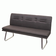 Décoshop26 - Banc de salle à manger rembourré avec dossier tissu gris-brun et pieds en acier inoxydable brossé 04_0010903 - gris inox 3000268305180