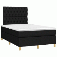 Décoshop26 - Cadre de lit LED avec sommier tête de lit matelas 120 x 200 cm tissu noir TDL0209302 - noir 3001711082726