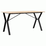 Décoshop26 - Table de salle à manger design industriel 160 x 80 x 75 cm bois de pin massif et acier DEC036826 - acier 3000261422334