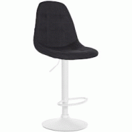 Décoshop26 - Tabouret de bar x1 avec repose-pieds hauteur réglable pivotant assise en tissu noir cadre métallique blanc 10_0004853 - blanc 30002523 Décoshop26 - Tabouret de bar x1 avec repose-pieds hauteur réglable pivotant assise en tissu noir cadre métallique blanc 10_0004853 - blanc 30002523