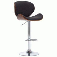 Décoshop26 - Tabouret de bar x1 chaise haute design rétro en PVC noir bois courbé et métal DEC029513 - noir 3000257414534