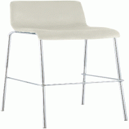 Décoshop26 - Tabouret de bar x1 dossier bas 4 pieds en métal chromé assise en velours crème 10_0005826 - beige métal 3000265241948
