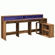 Helloshop26 - Bureau table poste de travail meuble d'ordinateur informatique étude avec lumières LED vieux bois bois d'ingénierie 02_0023438 - 3000 Helloshop26 - Bureau table poste de travail meuble d'ordinateur informatique étude avec lumières LED vieux bois bois d'ingénierie 02_0023438 - 3000