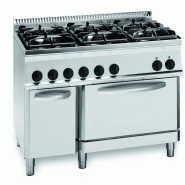 KBS Gastrotechnik KBS Cuisinière à gaz 37Kw 6 brûleurs avec four à gaz 1050x700x850 mm Flamme pilote - 10321003