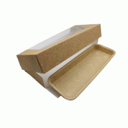 Kit pâtisserie (boîte fenêtre kraft + moule rect) 320x140x55mm par 125 JORIDEAL - marron papier 3519400999076