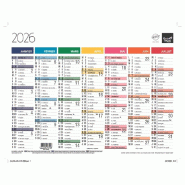 Quo Vadis - Calendrier mural - 2026 - Français - Arc en ciel - Multicolore - 13 mois de janvier à janvier - 27x21 cm - Papier Clairefontaine blanc -