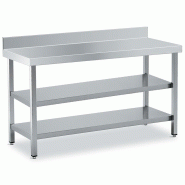 Tables Inox de Travail DISTFORM Premium avec Dosseret et 2 étagères - Profondeur 700 mm - 1100