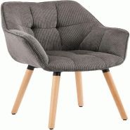 CLP Chaise de salle à manger Milford en velours côtelé Cordon HBT: 82x63x60 cm Taupe Cordon - gris textile 328808