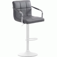 CLP Tabouret de bar Lucy V2  en similicuir avec Piètement en Métal Gris/Blanc - gris polyester 315660