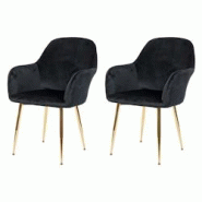Décoshop26 - Lot de 2 chaises de salle à manger design rétro en tissu velours noir pieds métal dorés 04_0000380 - noir 3000253208984 Décoshop26 - Lot de 2 chaises de salle à manger design rétro en tissu velours noir pieds métal dorés 04_0000380 - noir 3000253208984
