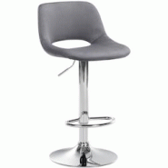 Décoshop26 - Tabouret de bar chaise haute x1 avec repose-pieds en velours gris foncé piètement métallique chromé 10_0004595 - gris 3000252190877 Décoshop26 - Tabouret de bar chaise haute x1 avec repose-pieds en velours gris foncé piètement métallique chromé 10_0004595 - gris 3000252190877