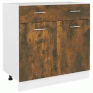 Helloshop26 - Armoire à tiroirs design moderne cuisine 80 x 46 x 81 cm grand rangement en bois d'ingénierie chêne fumé 02_0048198 - Bois massif 30
