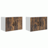Helloshop26 - Lot de 2 armoires murales de cuisine moderne pratique style épuré 60 x 31 x 40 cm en bois d'ingénierie chêne fumé 02_0054271 - Bois