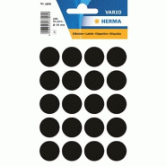 HERMA 100 pastilles adhésives coloris noir, Ø 19 mm (5 feuilles 9x16 / cdt) - 1879
