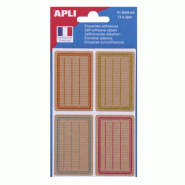 Lot de 5 Pochette de 12 étiquettes kraft scolaires lignées/cadrées couleurs, format 36 x 56 mm - 3270241027082