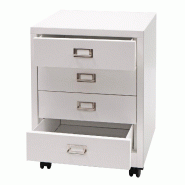 Mendler Caisson à roulettes HWC-L49, armoire à tiroirs Armoire en acier Armoire à dossiers, métal 55x40x41cm 4 tiroirs ~ blanc - blanc métal 99424
