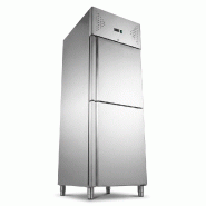 Romux® Armoire Réfrigérée Positive 2 Portillons 68 cm avec Refroidissement Froid Ventilé en Acier Inox avec Capacité de 600 L - 3 Étagères et