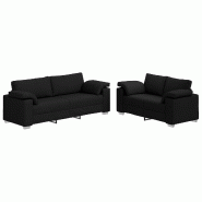 VidaXL Canapé 2 pcs Noir 219 x 80 x 82 cm tissu Modèle Vega Office Nova - Matériau naturel 3324742