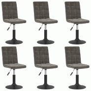 VidaXL Chaises pivotantes à manger lot de 6 gris foncé velours Modèle Éclipse - 3089301