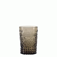 Zafferano Lot de 6 Gobelets Provenzale Gris en Verre Coloré dans la Masse Travaillé à la Main avec Décoration en Relief Élégant pour Table Rusti