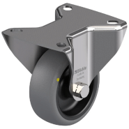 Roulette fixe en acier inoxydable de 80 mm avec thermoplastique gris conducteur d'électricité. Roulette fixe en acier inoxydable de 80 mm avec thermoplastique gris conducteur d'électricité.