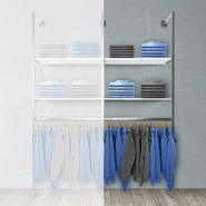 Élément suivant Queen Vogue chrome 2 tablettes blanc + 1 penderie L90xH240cm