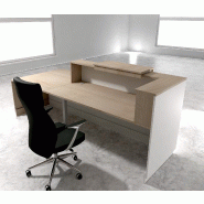 Bureau d'accueil ergonomique et Design Delta - 242, Droite, Blanc, Non, Acacia clair_0