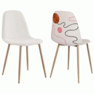 Chaise pieds imitation bois Poésie (Lot de 2) The Home Deco Factory - blanc 3664944442776 Chaise pieds imitation bois Poésie (Lot de 2) The Home Deco Factory - blanc 3664944442776