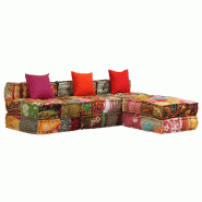 Décoshop26 - Coussins canapé de sol poufs modulaire chaise longue en tissu 3 places en tissu Patchwork DEC021227 - 3001426069609