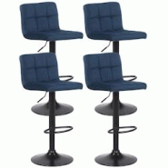Décoshop26 - Lot de 4 tabourets de bar en velours bleu coutures décoratives piètement métal noir 10_0004502 - bleu 3000252142647 Décoshop26 - Lot de 4 tabourets de bar en velours bleu coutures décoratives piètement métal noir 10_0004502 - bleu 3000252142647