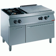 Fourneaux 2 feux + plaque coupe feu + four gaz gn 2/1 armoire neutre - PG17/T2BFA12-N