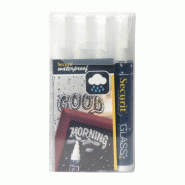 Marqueurs craie waterproof (verre+ ardoise) pointe 2-6mm blancs (lot de 4) | Securit - CK295