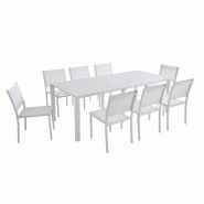 Oviala Business Ensemble table extensible et 8 chaises de jardin en aluminium blanc - blanc aluminium 112577