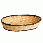 Panier en bambou ovale avec liseré marron 26x18x5cm
