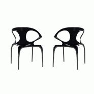 RATTATAN Lot de 2 chaises en polycarbonate, solides et légères, monobloc, design contemporain et raffiné, pour séjour et bureaux, intérieur – A RATTATAN Lot de 2 chaises en polycarbonate, solides et légères, monobloc, design contemporain et raffiné, pour séjour et bureaux, intérieur – A