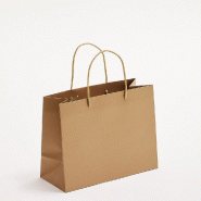 Sac papier luxe métallisé laiton poignées cordelières 23x10x18cm - par 12