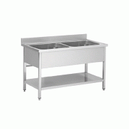 Skyrainbow Evier en inox, deux cuves au centre, 140 x 70 - inox THSTR147BM2