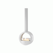 SOLOLED Cheminée bioéthanol suspendue Incyrcle Slim 2Side - Design rond avec double façade ouverte d.70 cm Blanc - blanc 0803173016744