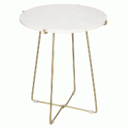 Table d'appoint marbre blanc et métal or Ø43 x H50cm