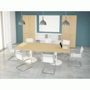 Table de réunion Oxon - bois avec pieds tulipe - 200 cm x 160 cm