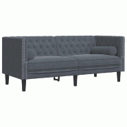 VidaXL Canapé Chesterfield avec traversins 2 places gris foncé velours Modèle Ivanel - 372684