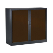 Armoire basse à rideaux bois 1200 x 430 x 1000 mm anthracite wengé