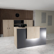 Borne d'accueil bicolore Delta First avec réhausse - Mobel Linea. - 164, Non, Anthracite / acacia clair_1
